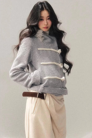 French Woolen Hooded Coat