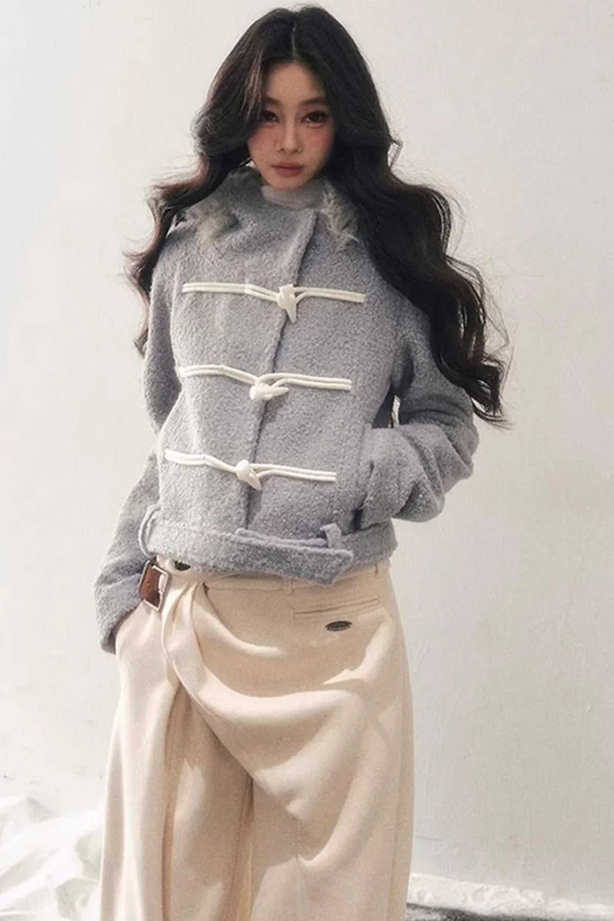French Woolen Hooded Coat