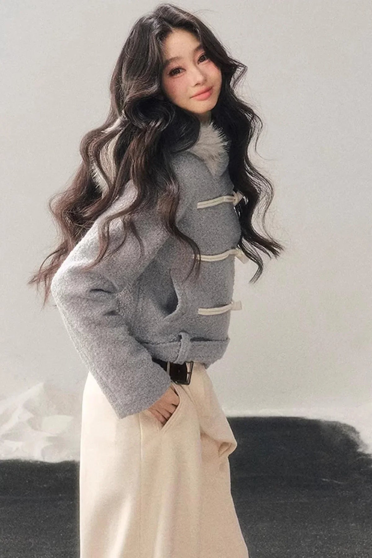 French Woolen Hooded Coat