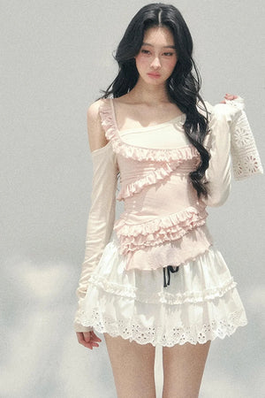 Frosty Irregular Off-Shoulder Top