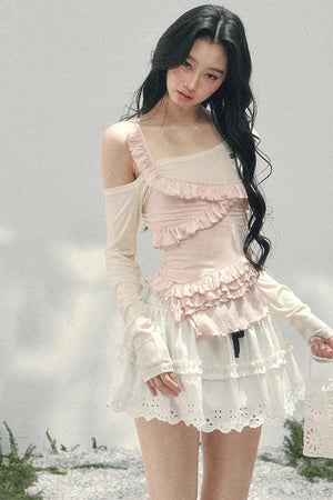 Frosty Irregular Off-Shoulder Top