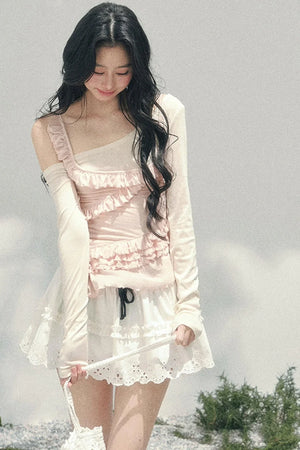 Frosty Irregular Off-Shoulder Top