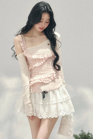 Frosty Irregular Off-Shoulder Top