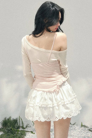Frosty Irregular Off-Shoulder Top