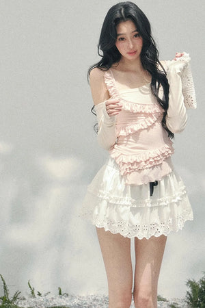 Frosty Irregular Off-Shoulder Top