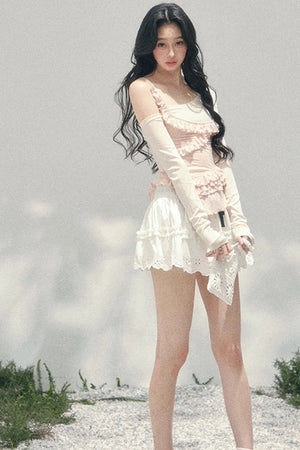 Frosty Irregular Off-Shoulder Top
