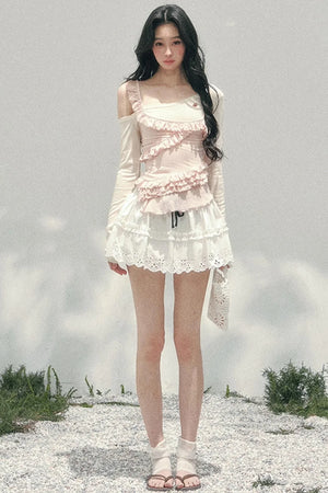 Frosty Irregular Off-Shoulder Top