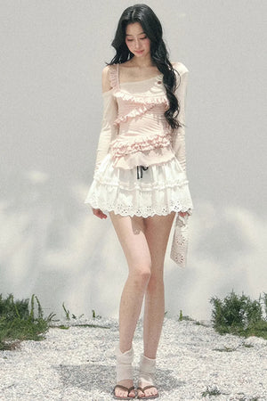 Frosty Irregular Off-Shoulder Top