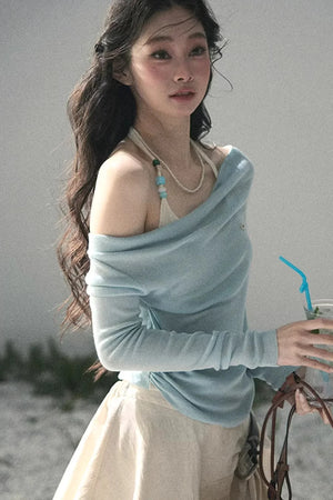 Frosty Shoulder Halter Top