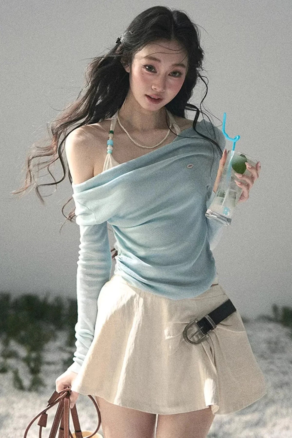 Frosty Shoulder Halter Top