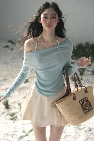 Frosty Shoulder Halter Top
