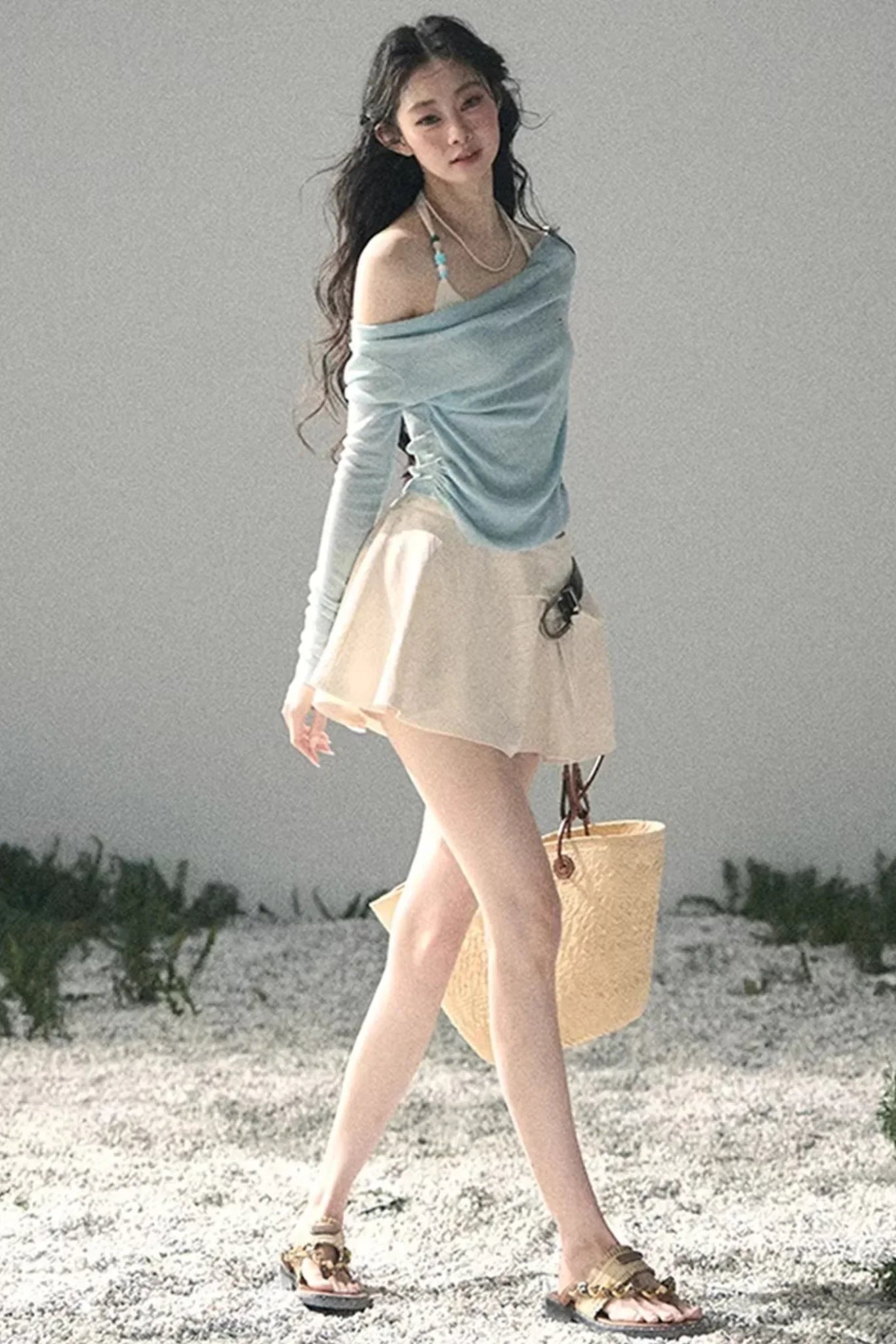 Frosty Shoulder Halter Top