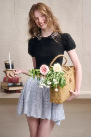Frozen Flowers Wool Embroidery Top