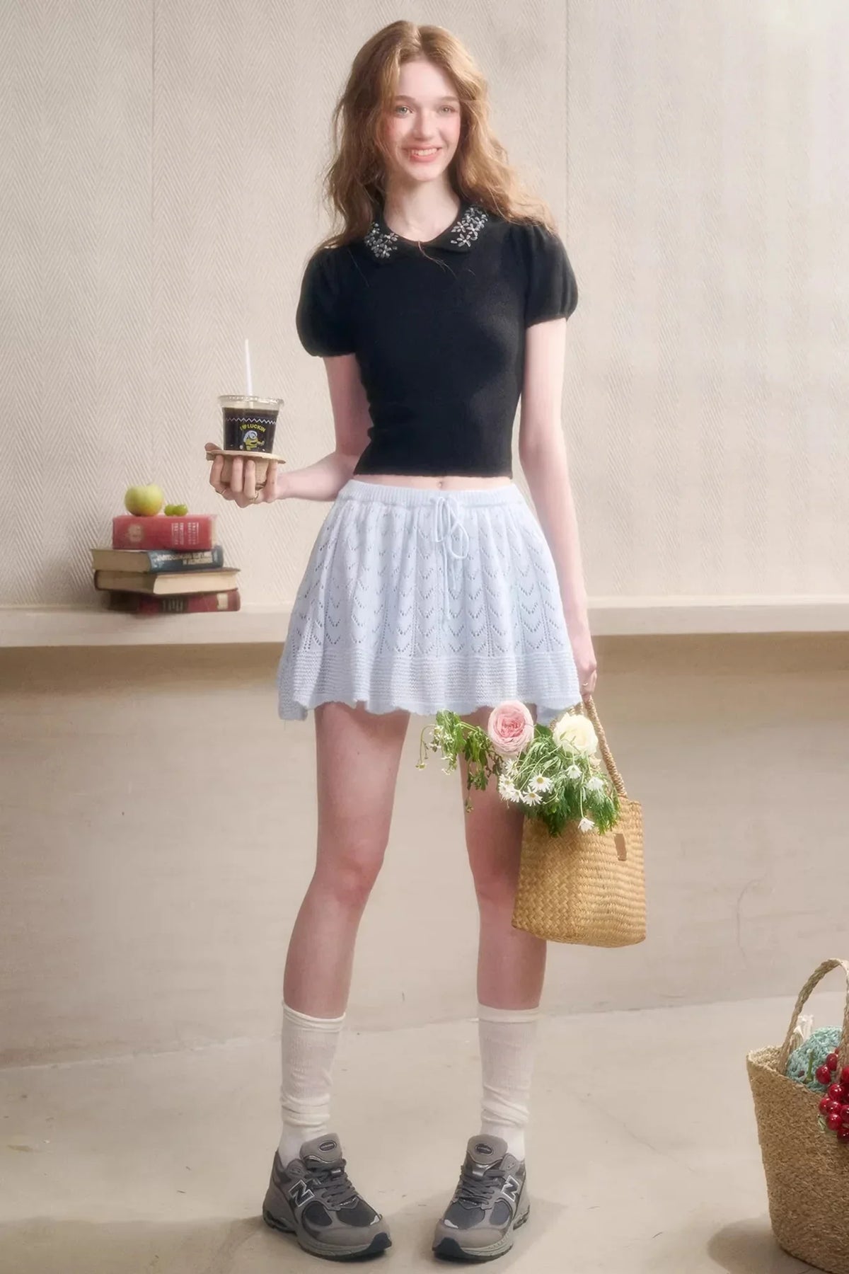 Frozen Flowers Wool Embroidery Top