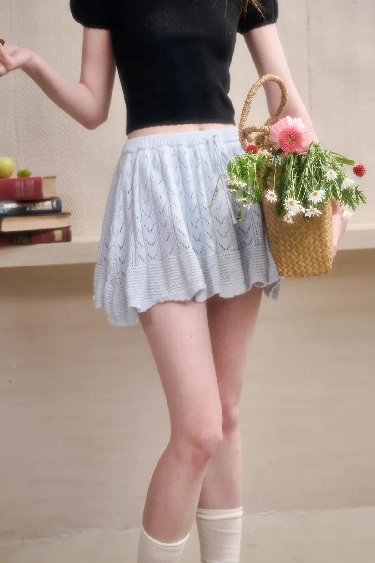 Frozen Flowers Wool Embroidery Top