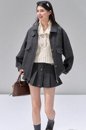 Fungus Edge Collar Drawstring Lace-up Shirt