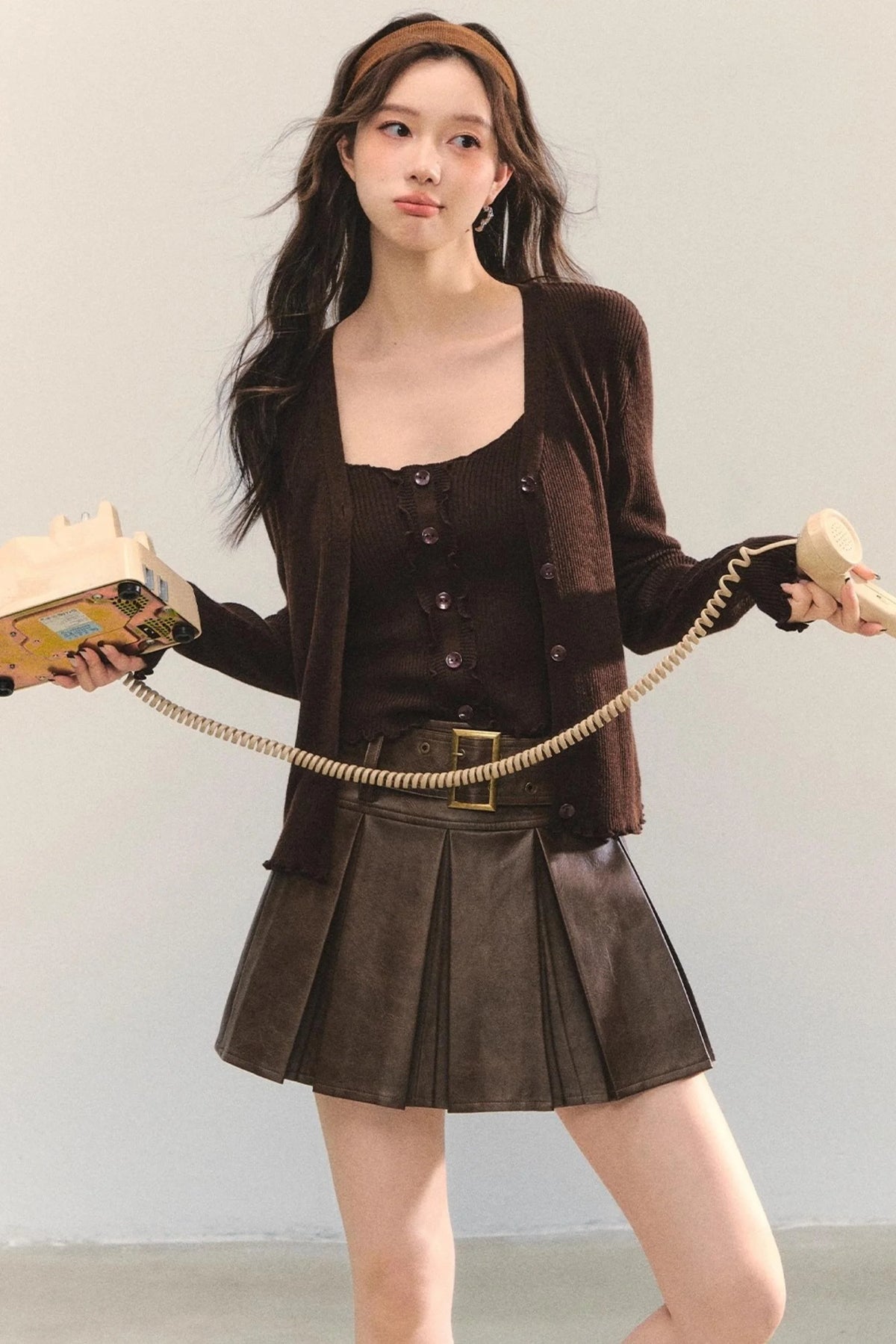 Fungus Edge Knit Two-Piece Top Set