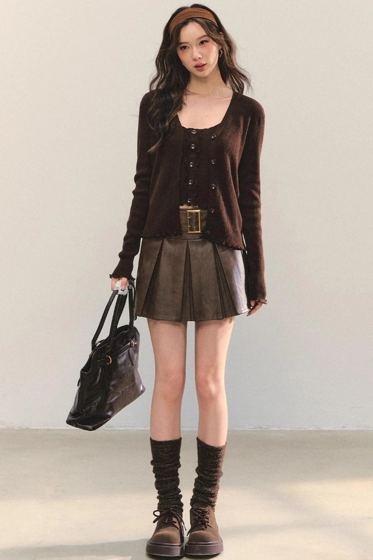 Fungus Edge Knit Two-Piece Top Set