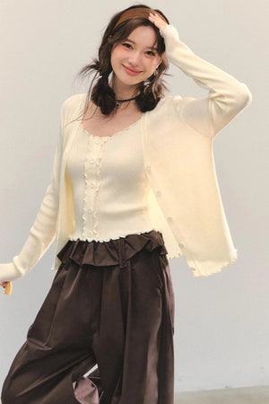 Fungus Edge Knit Two-Piece Top Set