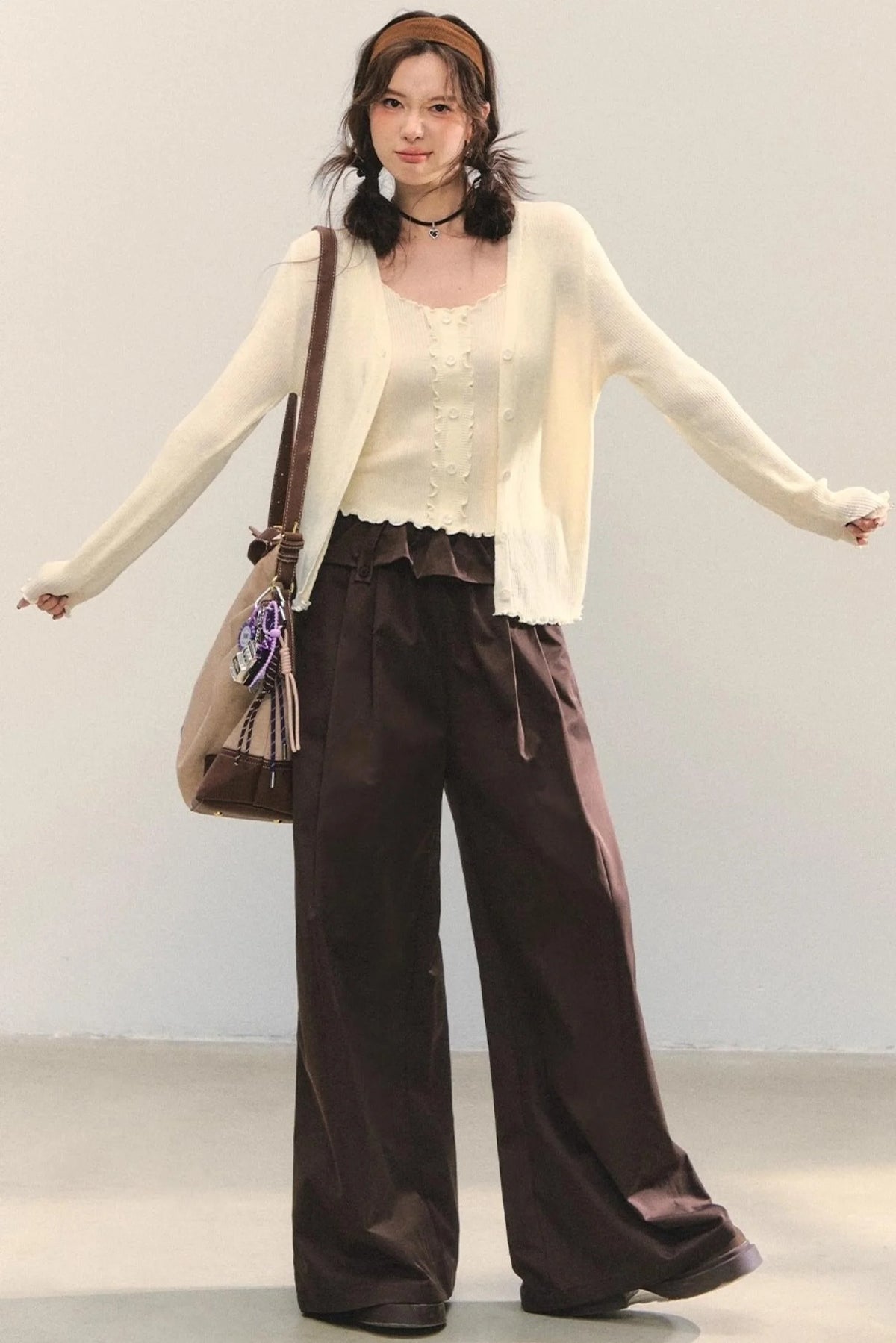Fungus Edge Knit Two-Piece Top Set