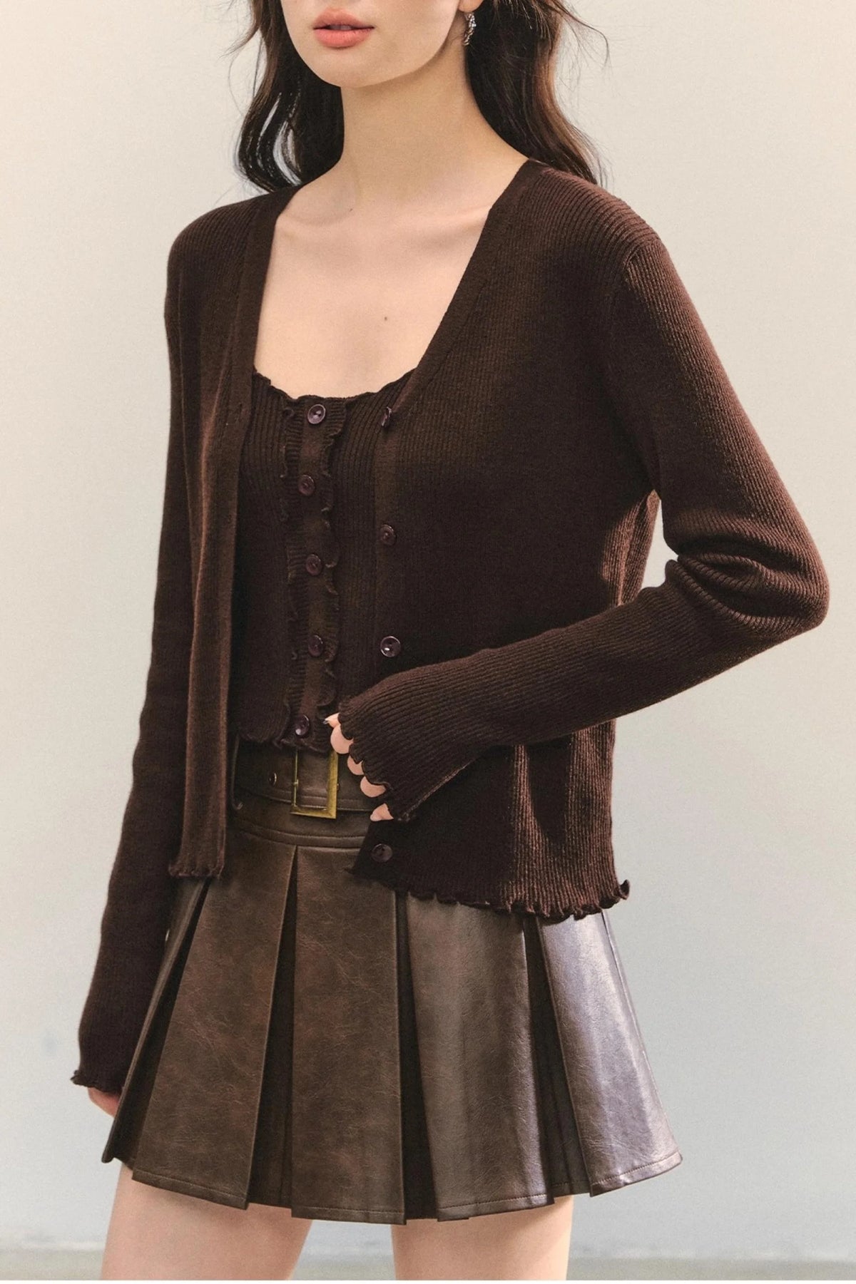 Fungus Edge Knit Two-Piece Top Set
