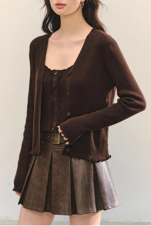 Fungus Edge Knit Two-Piece Top Set