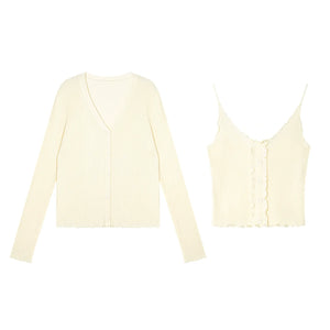 Fungus Edge Knit Two-Piece Top Set