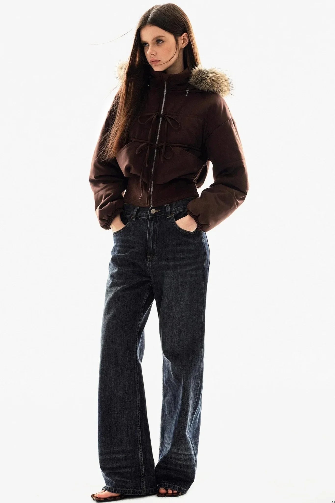 Fur Collar Cropped Cotton Jacket