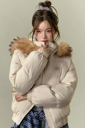 Fur Collar Hooded Down Jacket