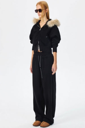 Fur Collar Hooded Sweatshirt Set-Up
