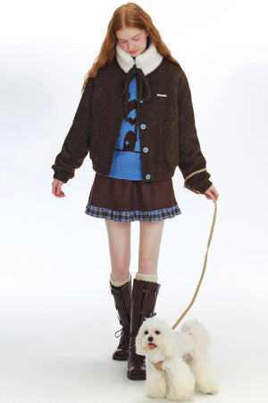 Fur Collar Jacket With Small Collar