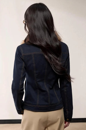 Fur Collar Patchwork Denim Jacket