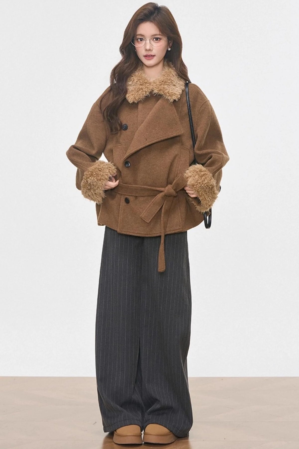 Fur Collar Thickened Woolen Coat Set-Up