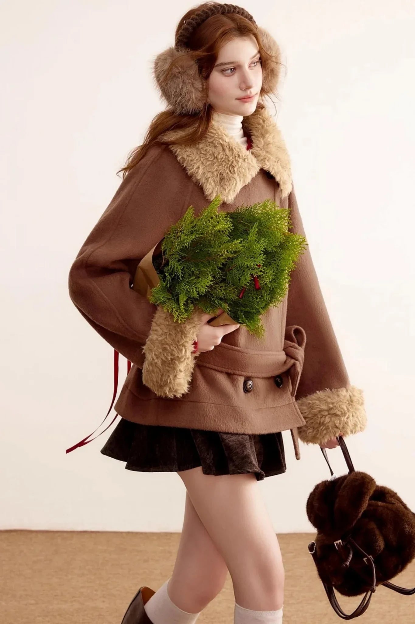 Fur Collar Woolen Coat