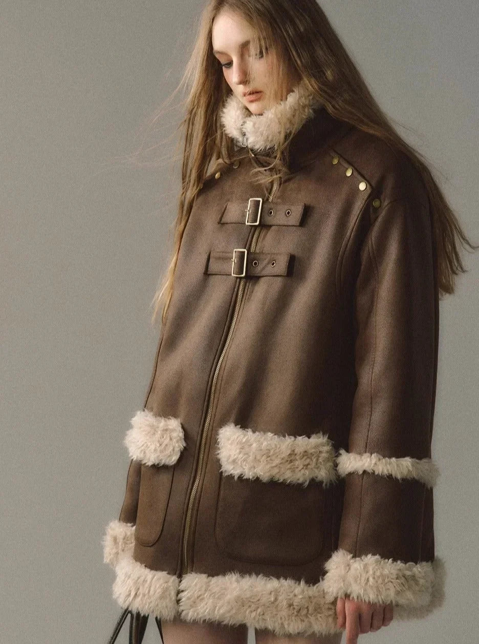Fur Integrated Plush Jacket