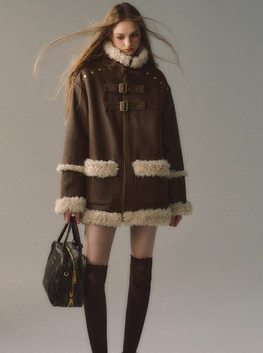 Fur Integrated Plush Jacket