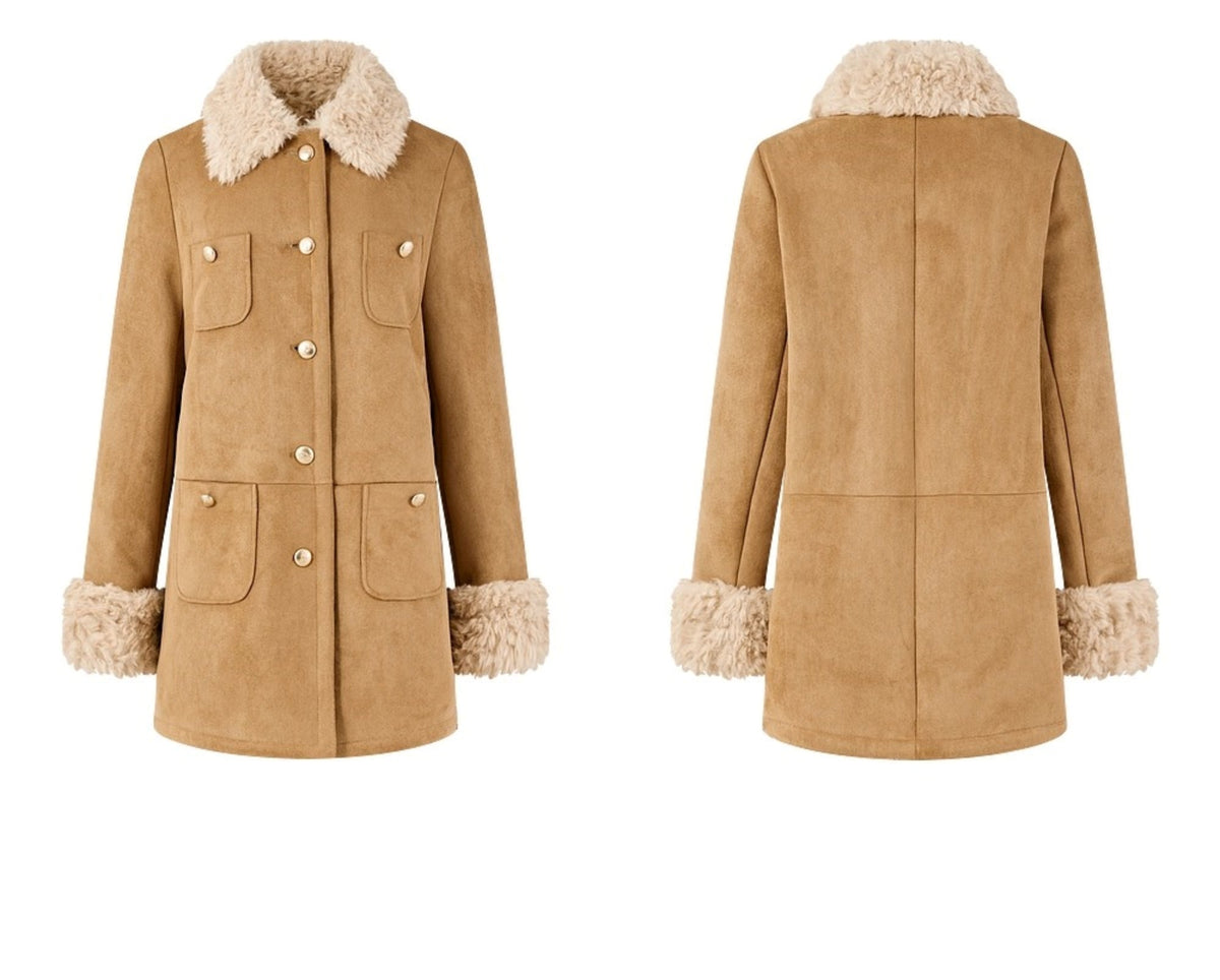 Fur Integrated Suede Winter Jacket