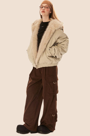 Furry Collar Hooded Padded Jacket