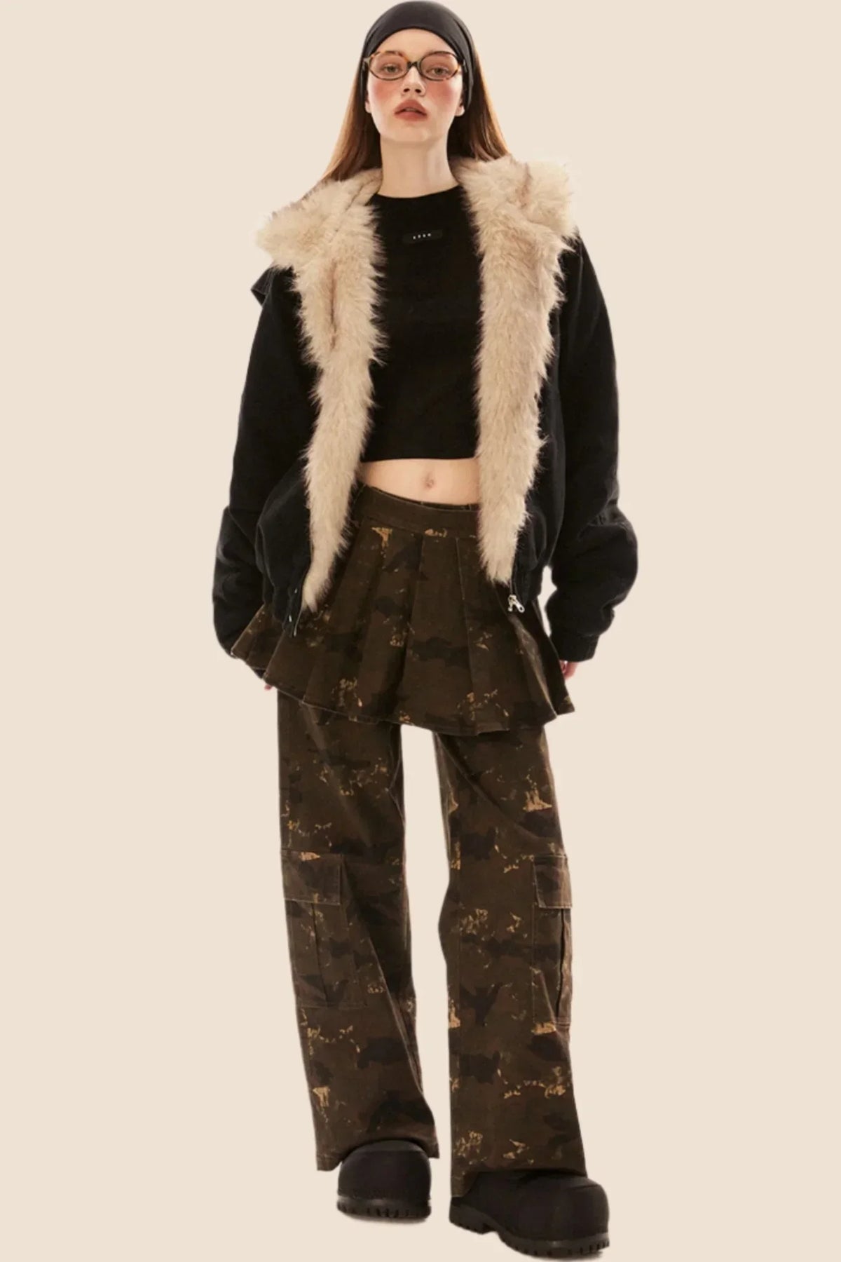 Furry Collar Hooded Padded Jacket