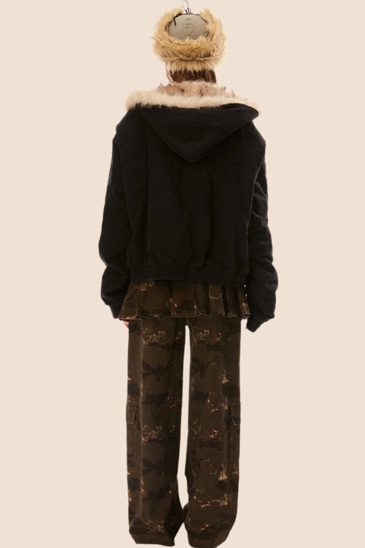 Furry Collar Hooded Padded Jacket