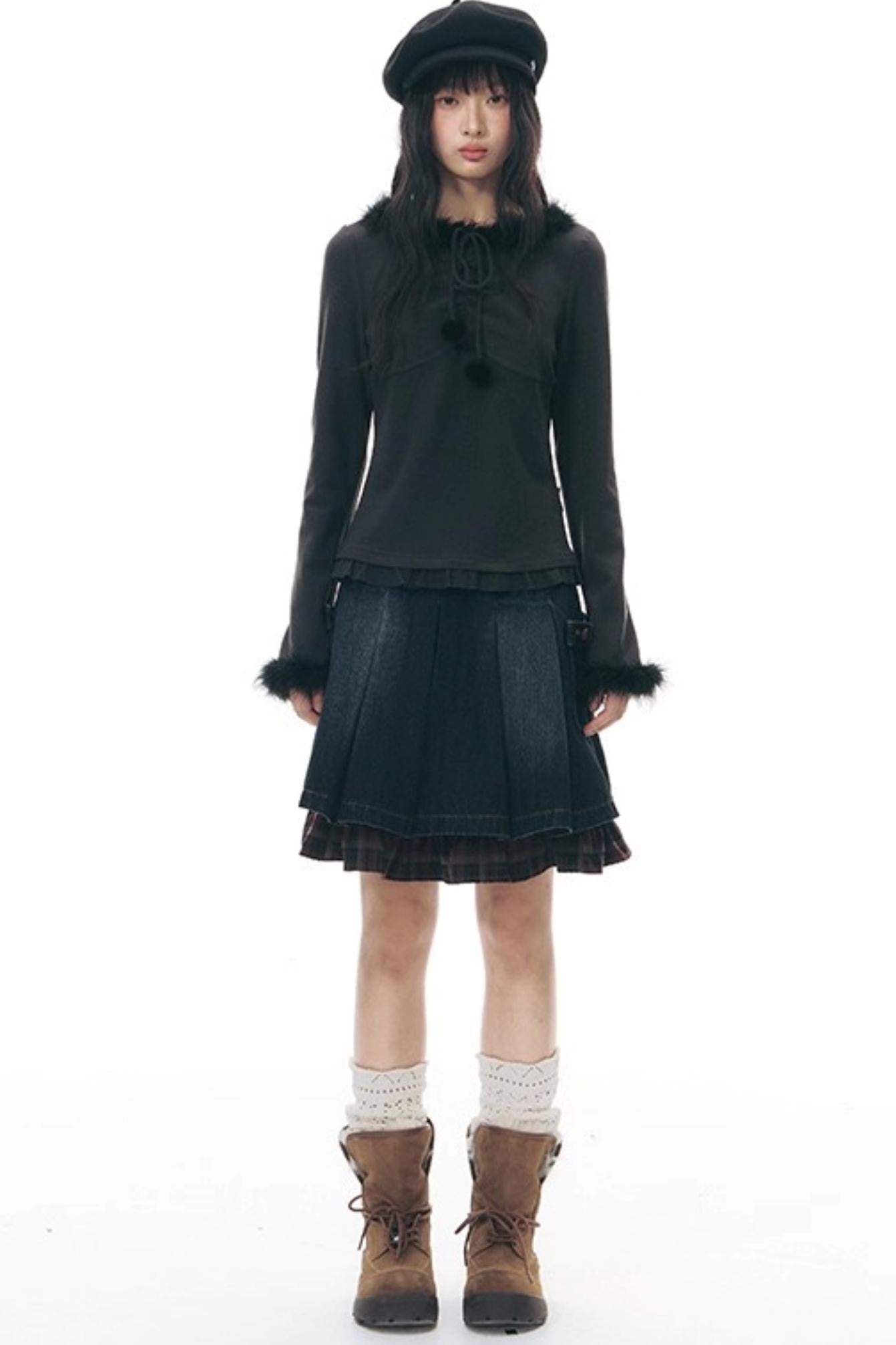 Furry Patchwork Base Layer Top