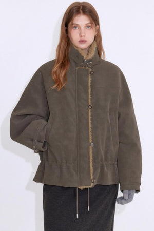 Furry Patchwork Leather Jacket