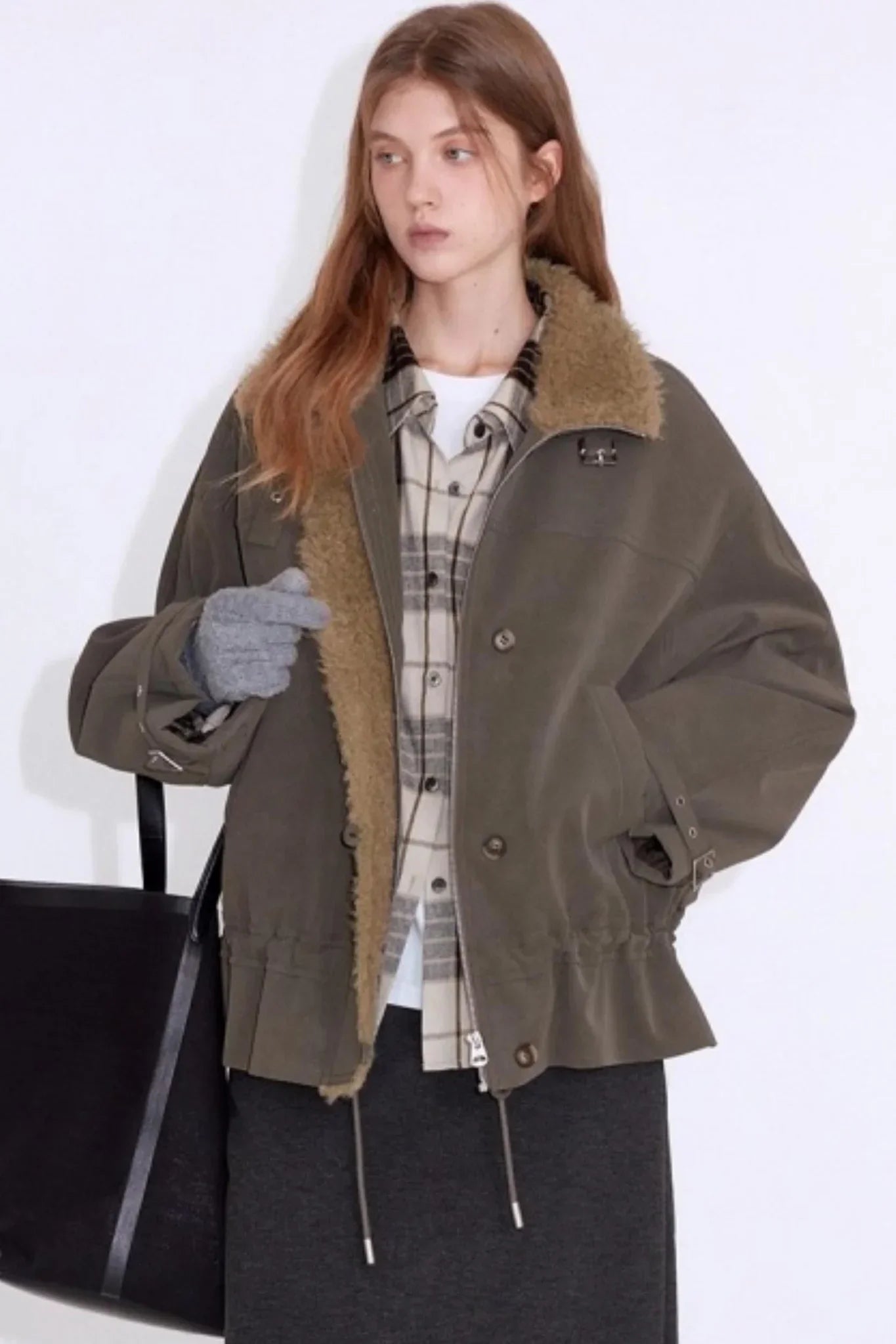 Furry Patchwork Leather Jacket