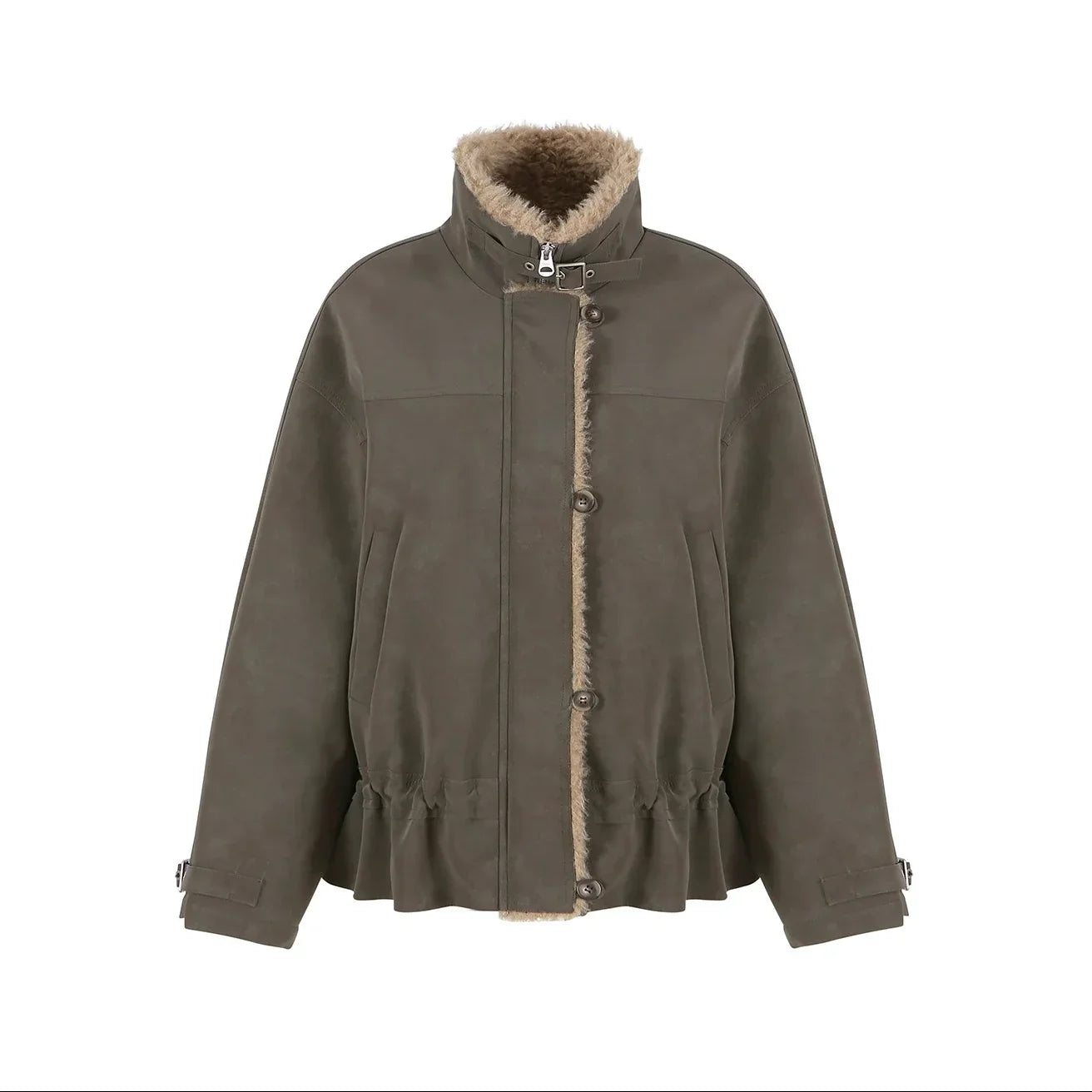 Furry Patchwork Leather Jacket