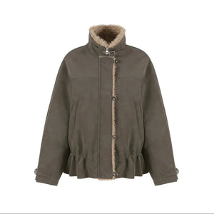 Furry Patchwork Leather Jacket