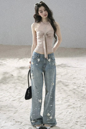 Galaxy Halter Neck Knit Top