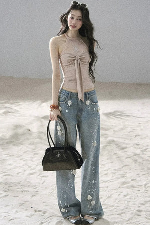 Galaxy Halter Neck Knit Top