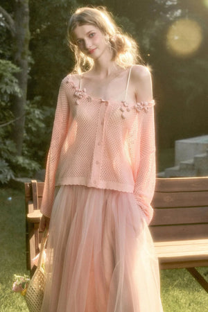 Galaxy Ice Silk Hollow Cardigan