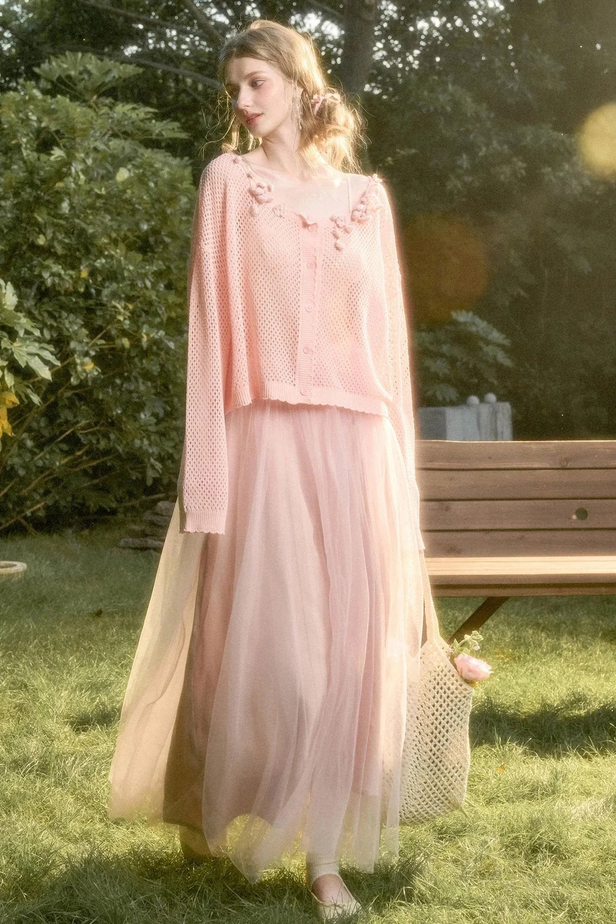 Galaxy Ice Silk Hollow Cardigan
