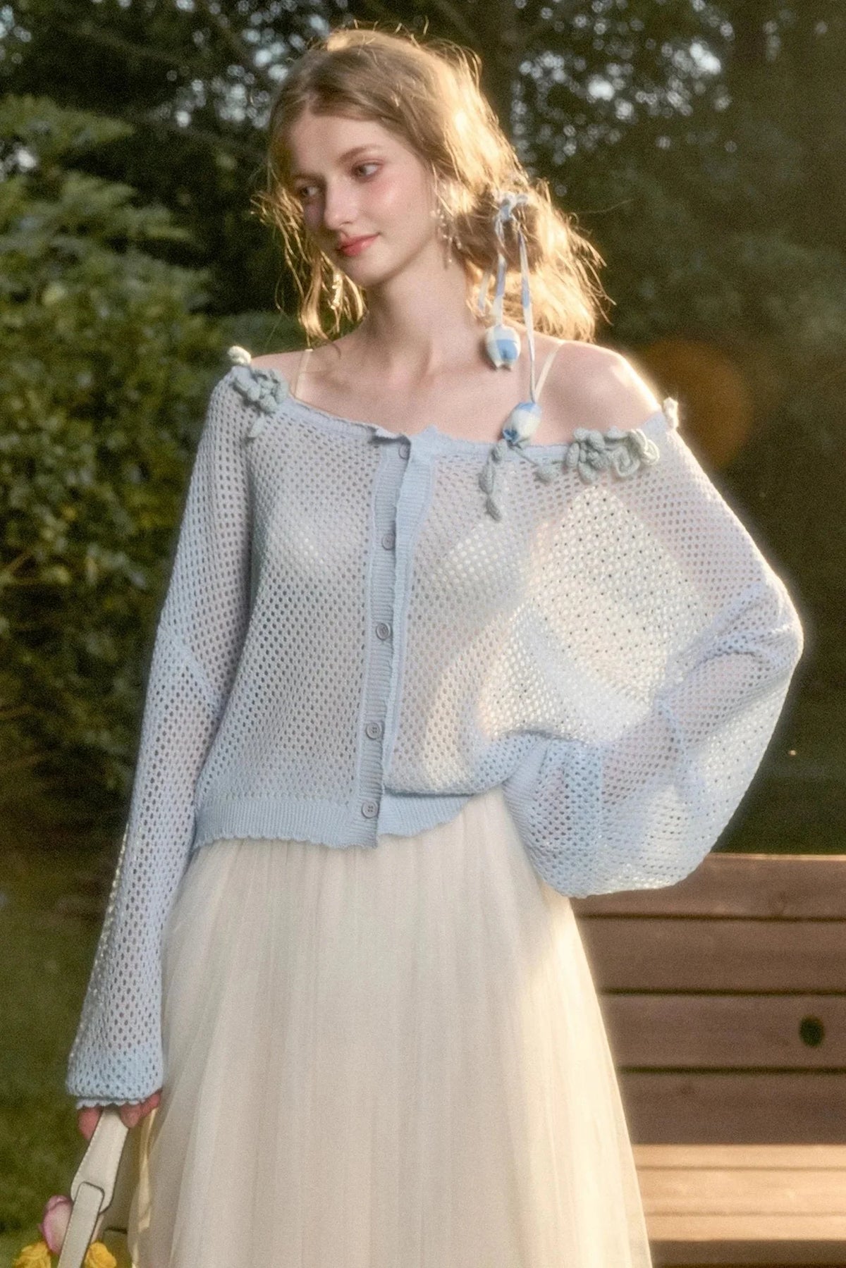 Galaxy Ice Silk Hollow Cardigan